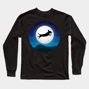 Dachshund Dog Moon Long Sleeve T-Shirt